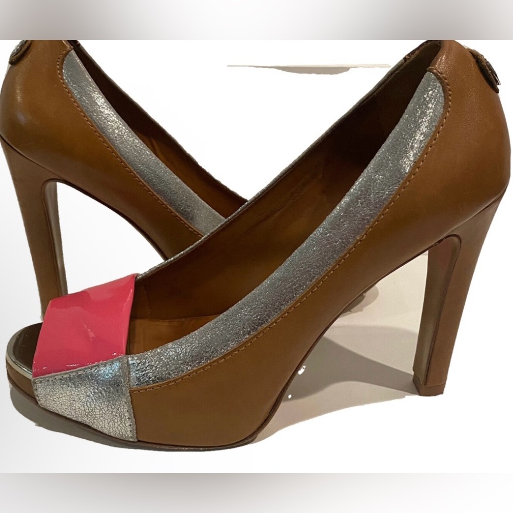 Tory Burch Pink and Silver Heels with Medium Height